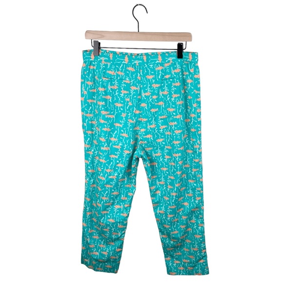 Vintage Lilly Pulitzer Cropped Capri Cotton Pants Green Fishy Print Size Small - Picture 2 of 9
